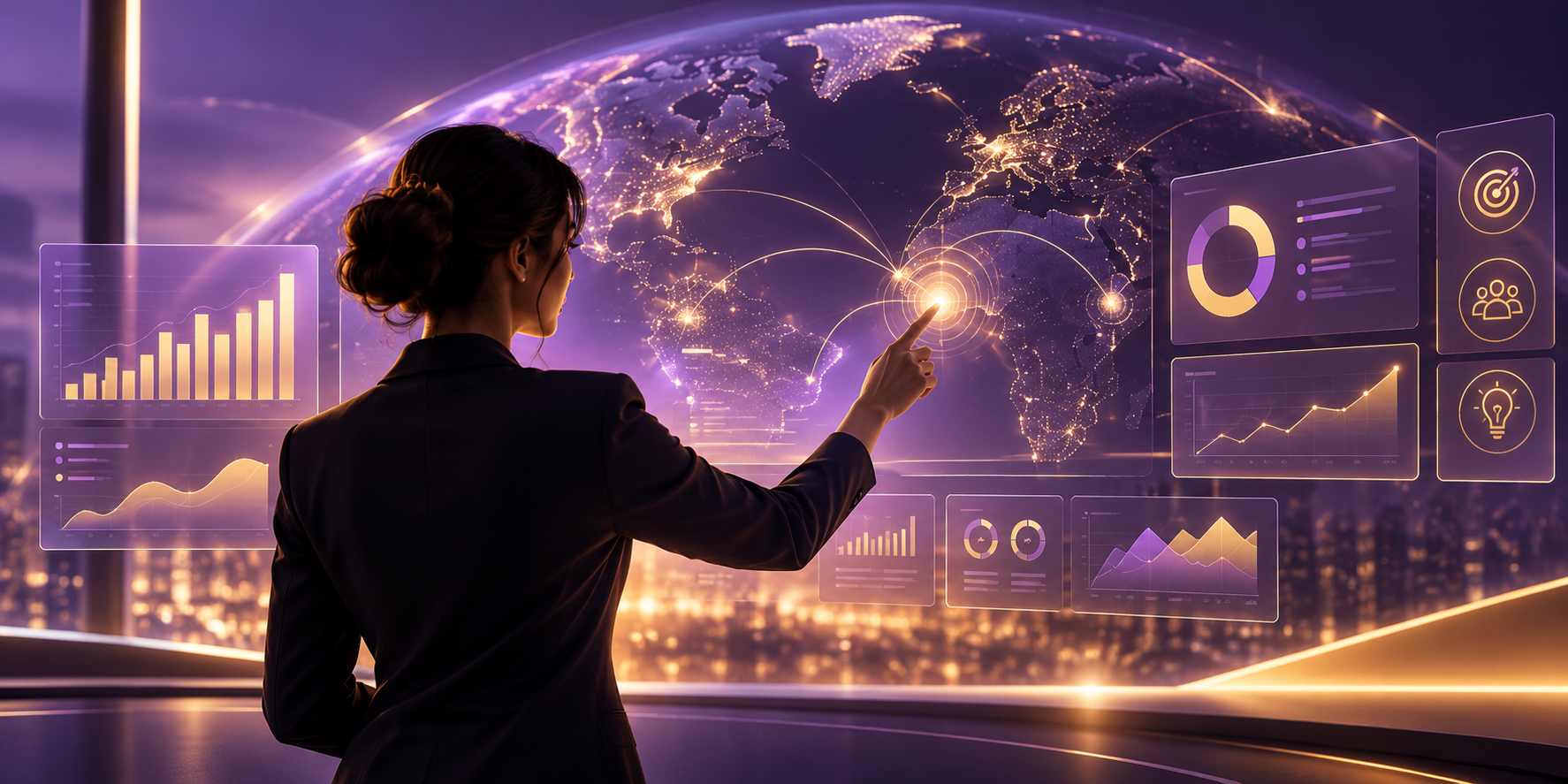 Decision intelligence analytics and global business visualization