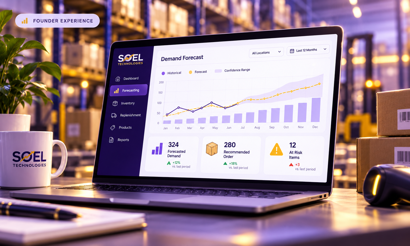 Demand forecasting and inventory optimization dashboard